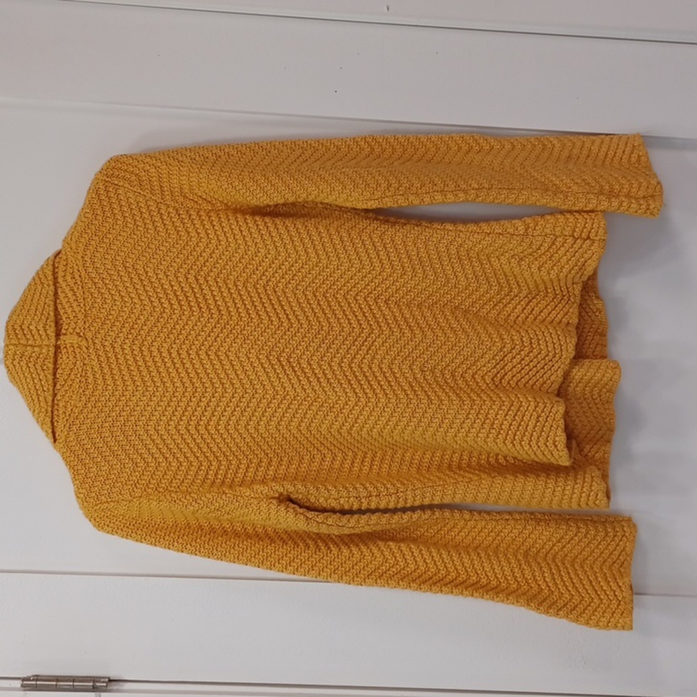 Knit Yellow Sweater Blazer Collar 1 Button Old School Equestrian Vibe Small - Picture 5 of 6